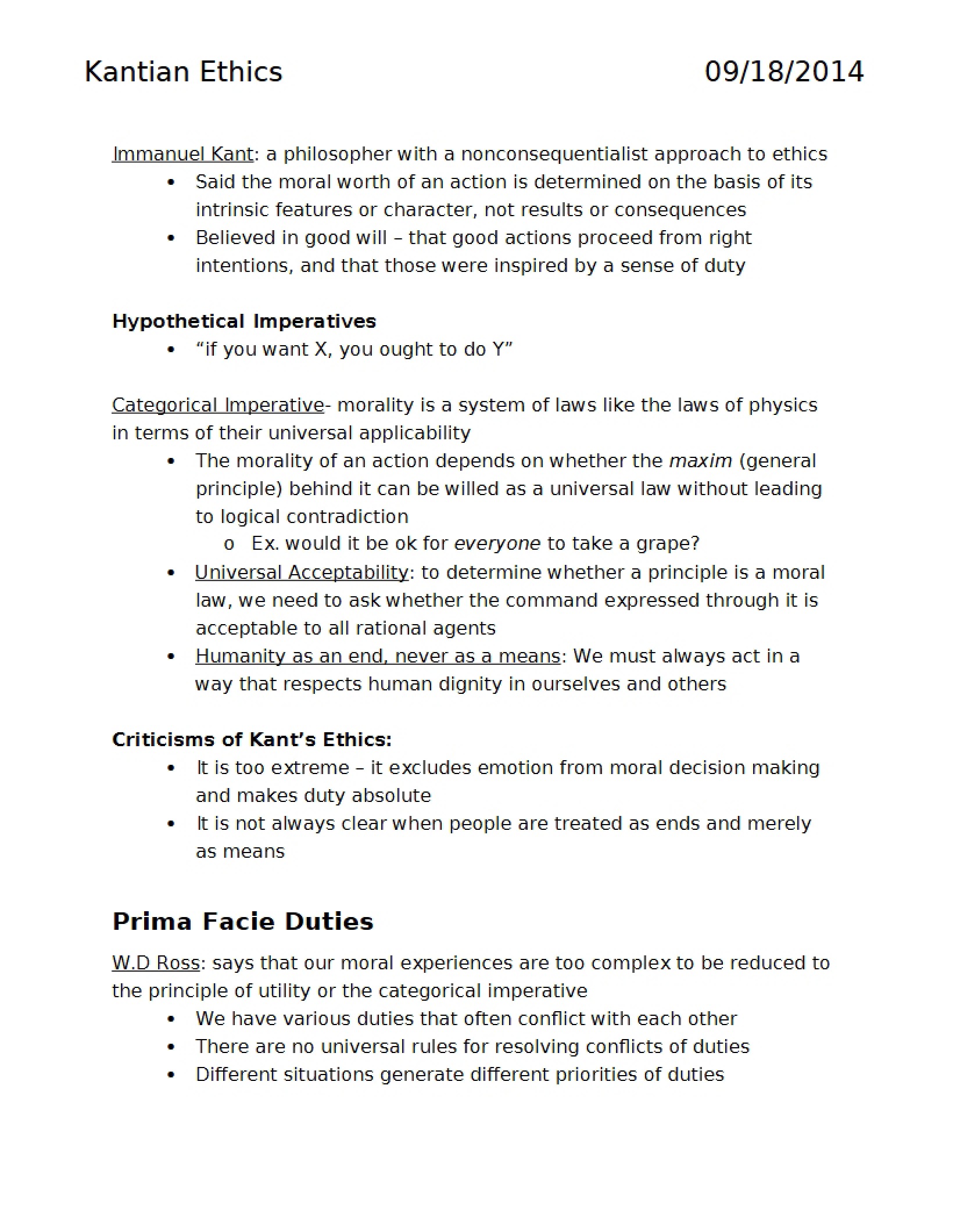 Ethics of Kant