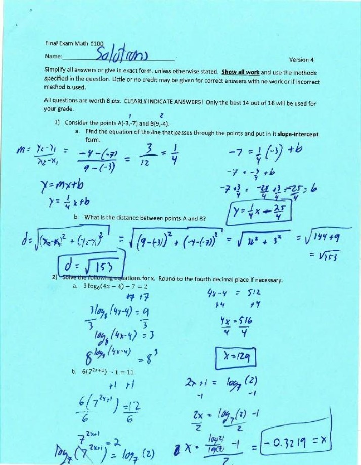 Final Exam for Math 1100