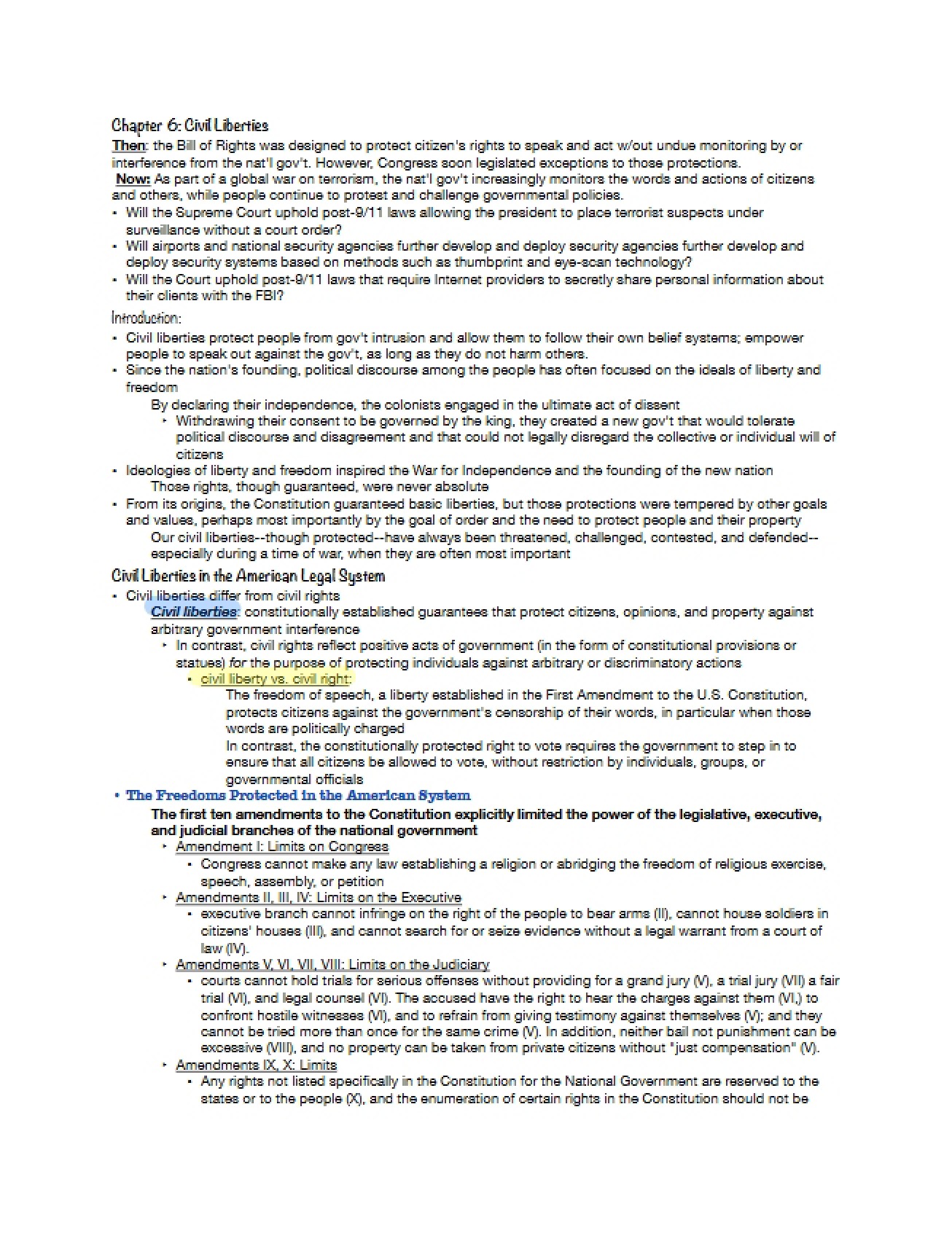 Civil Liberties Chapter Six