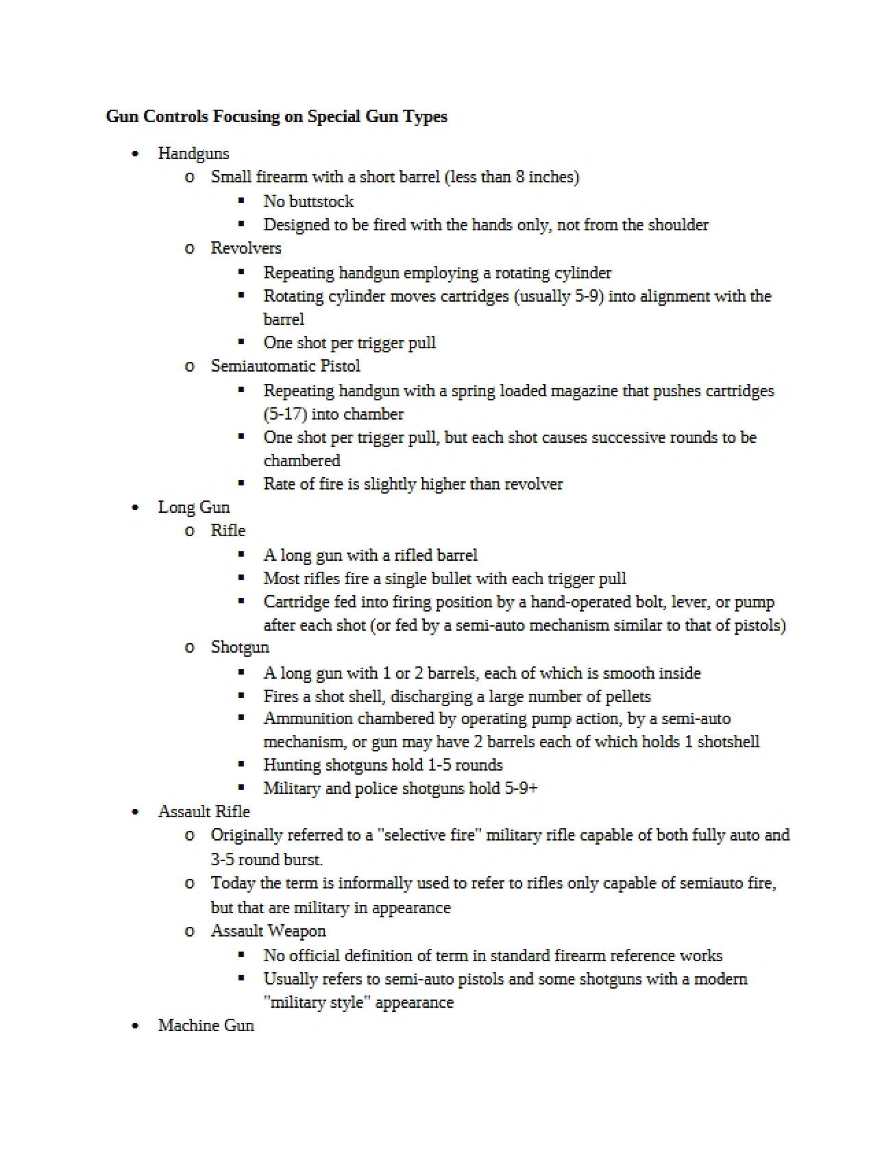 Controls on Special Types of Guns