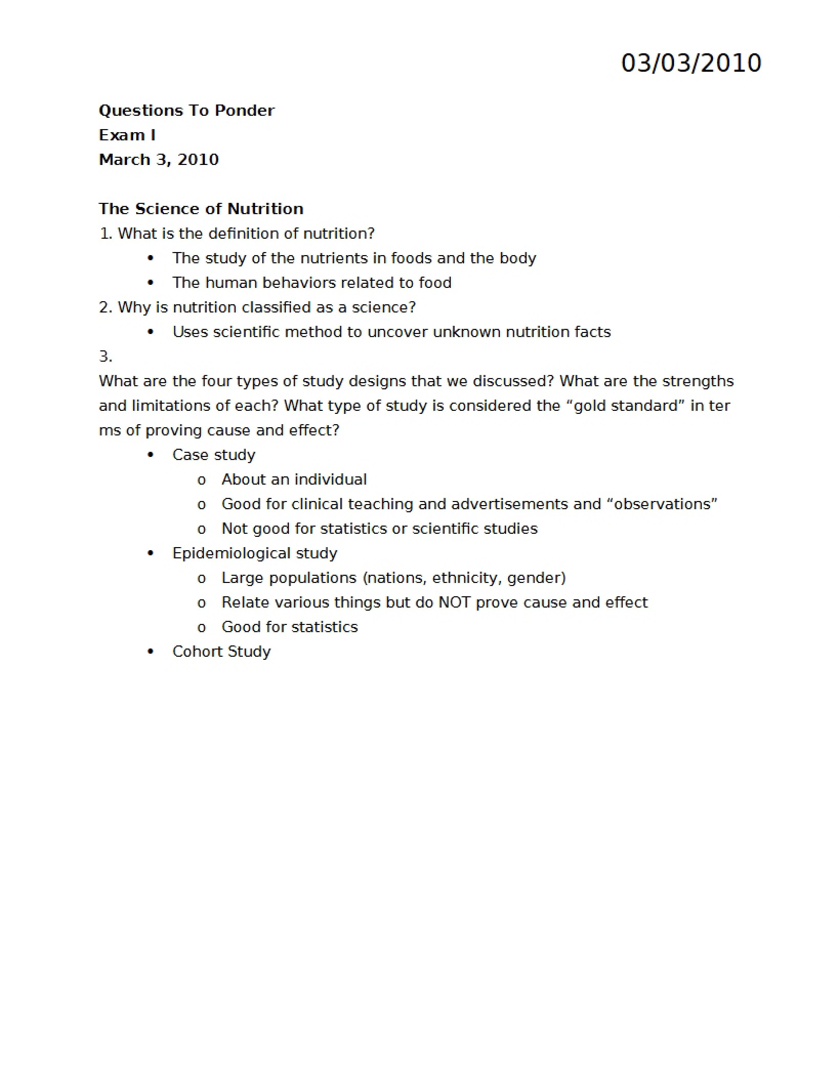 First Exam - NFSC 100