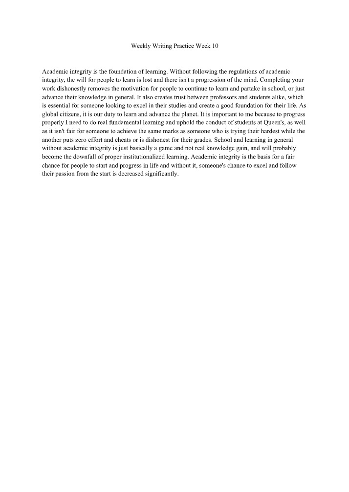 Writing Practice for Week 10