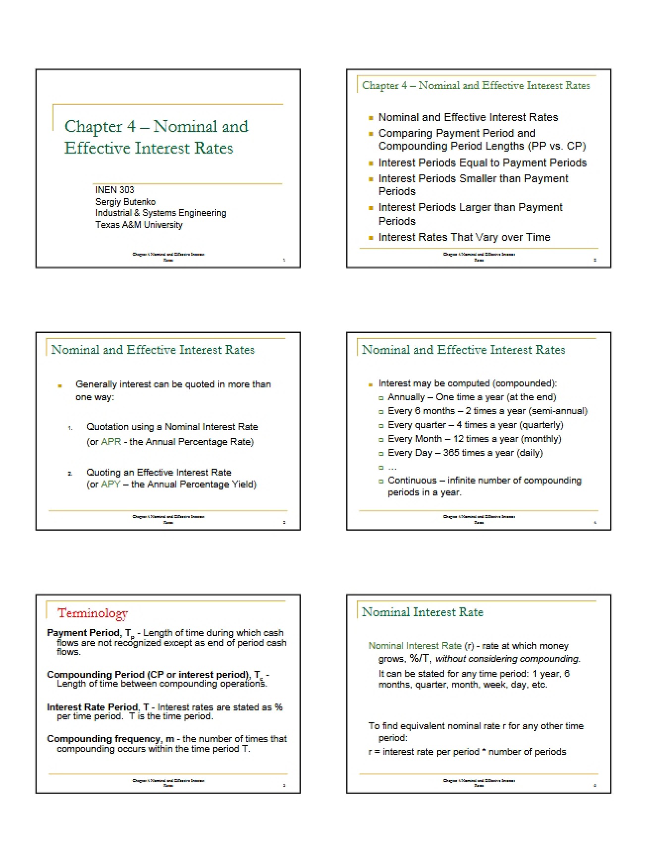Fourth Chapter on Nominal and Effective Interest Rates