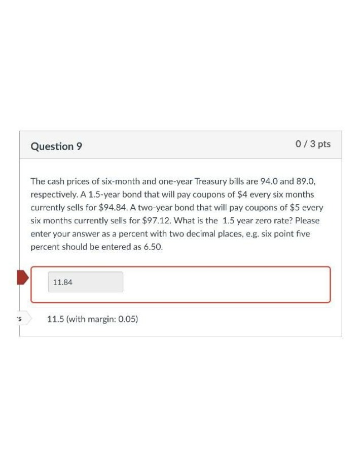 Zero Rate Calculation - 1.5 Year