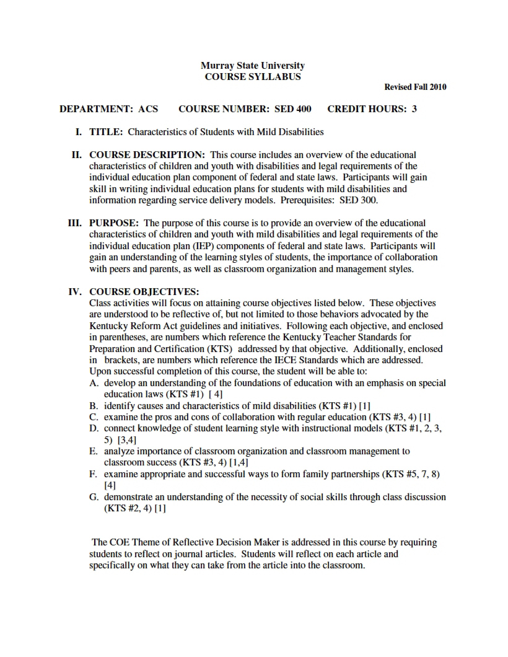Syllabus - 4 Pages