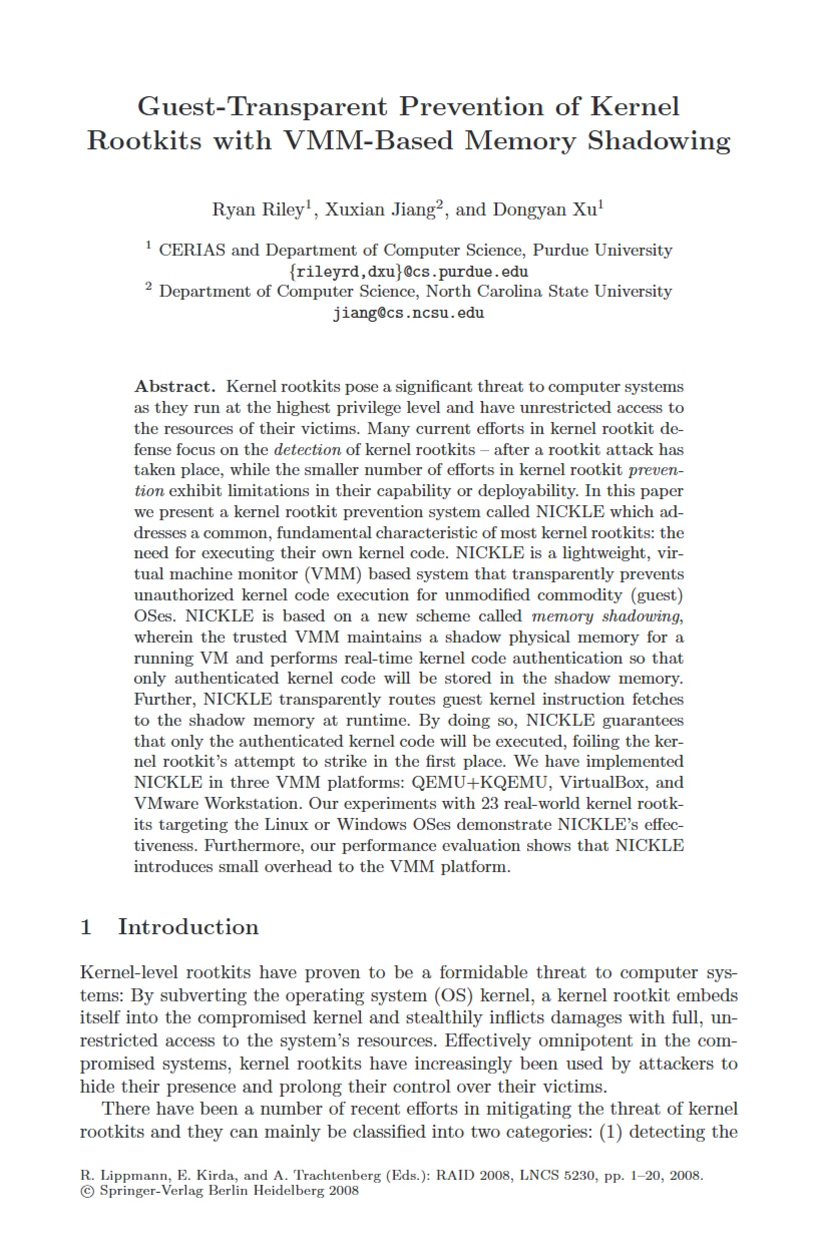 Preventing Kernel Rootkits via Guest Transparency