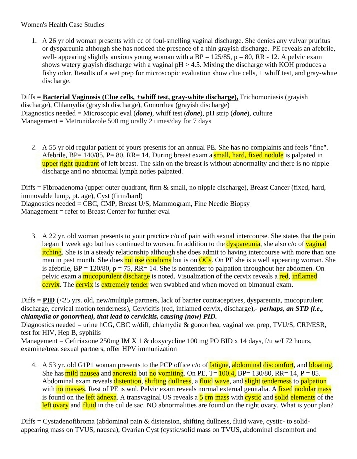 Women's Health - Case Studies