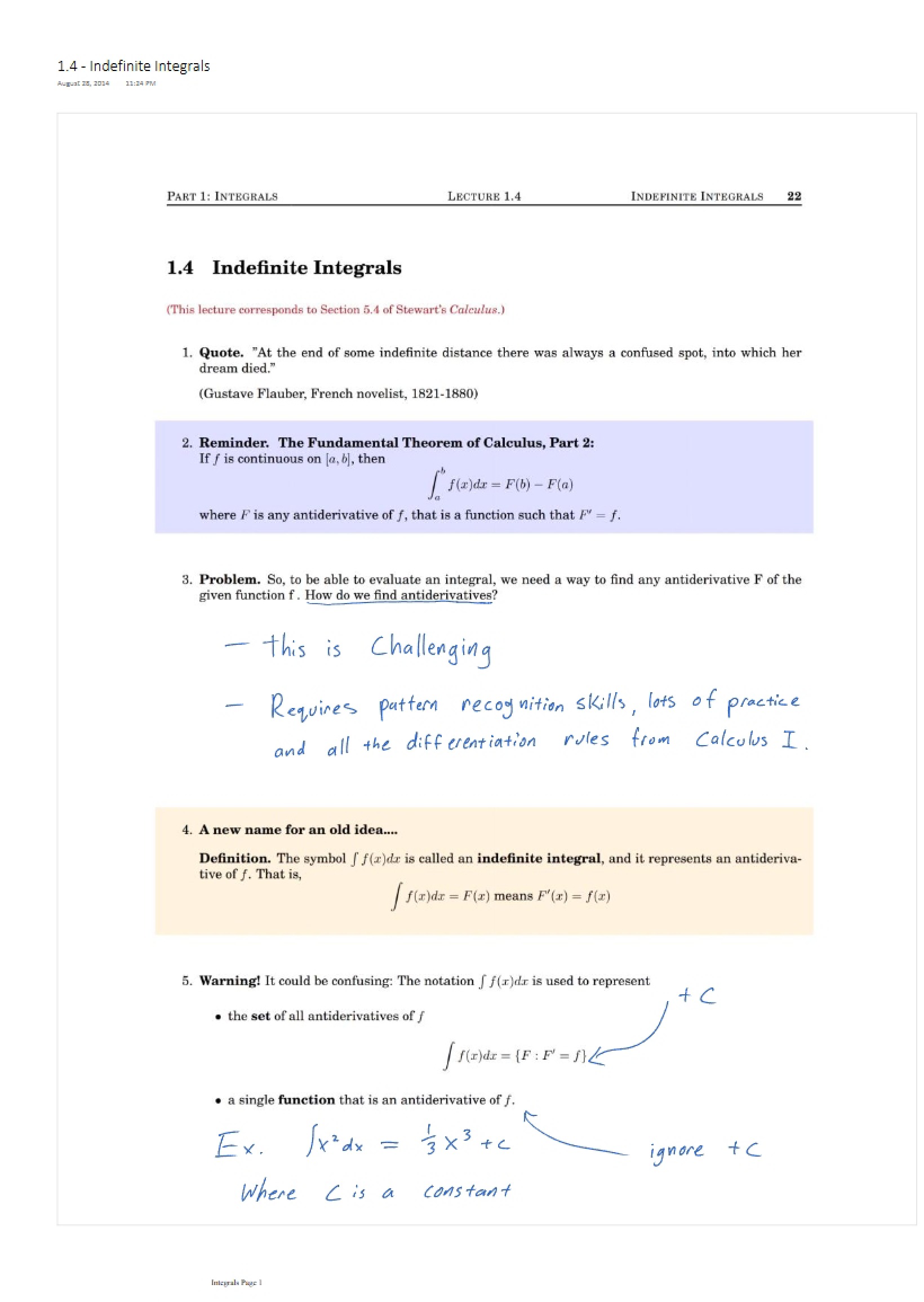 Integrals Indefinite