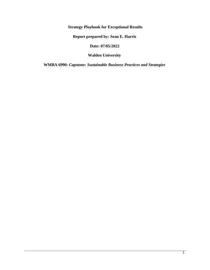 Strategy Playbook for Exceptional Results Full Document