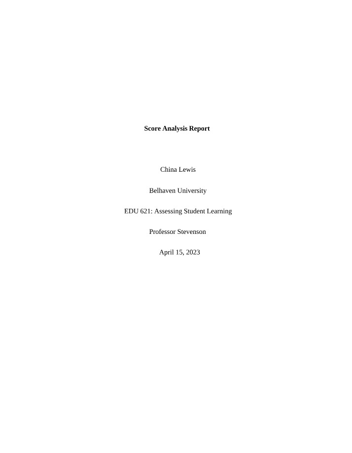 Curriculum Aims and Building - Analyzing Student Score Report
