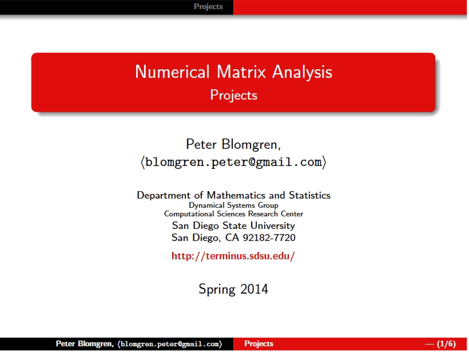 Numerical Matrix Analysis Projects - 6 Pages