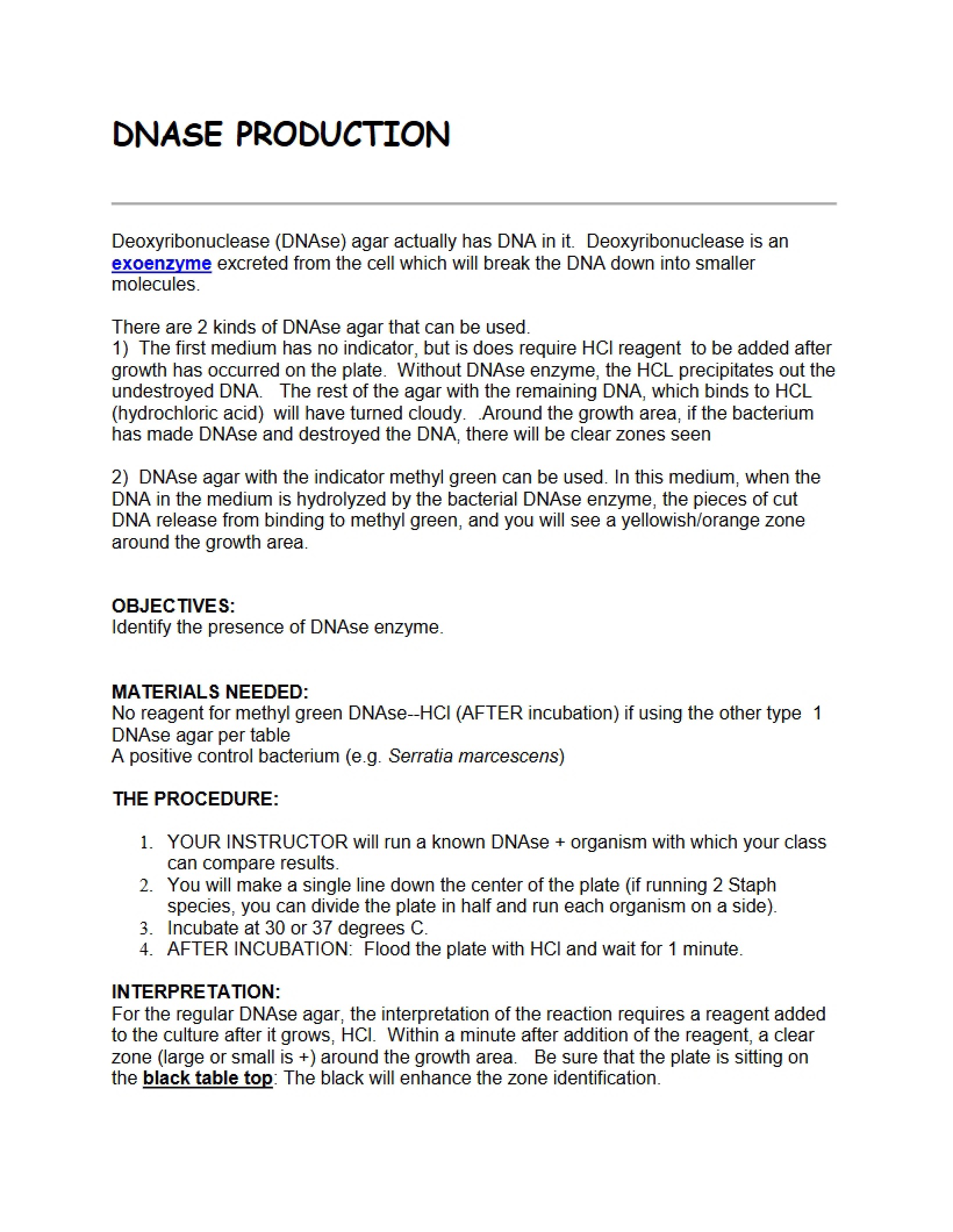 Assessment of DNase Enzyme Production