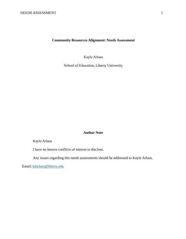 Assessment of Needs