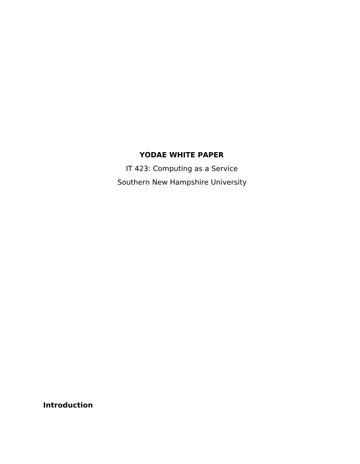 White Paper on YODAE