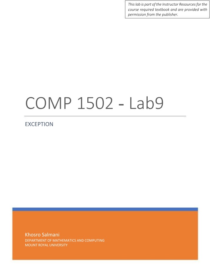 Writing a Custom Exception Class for Lab 9