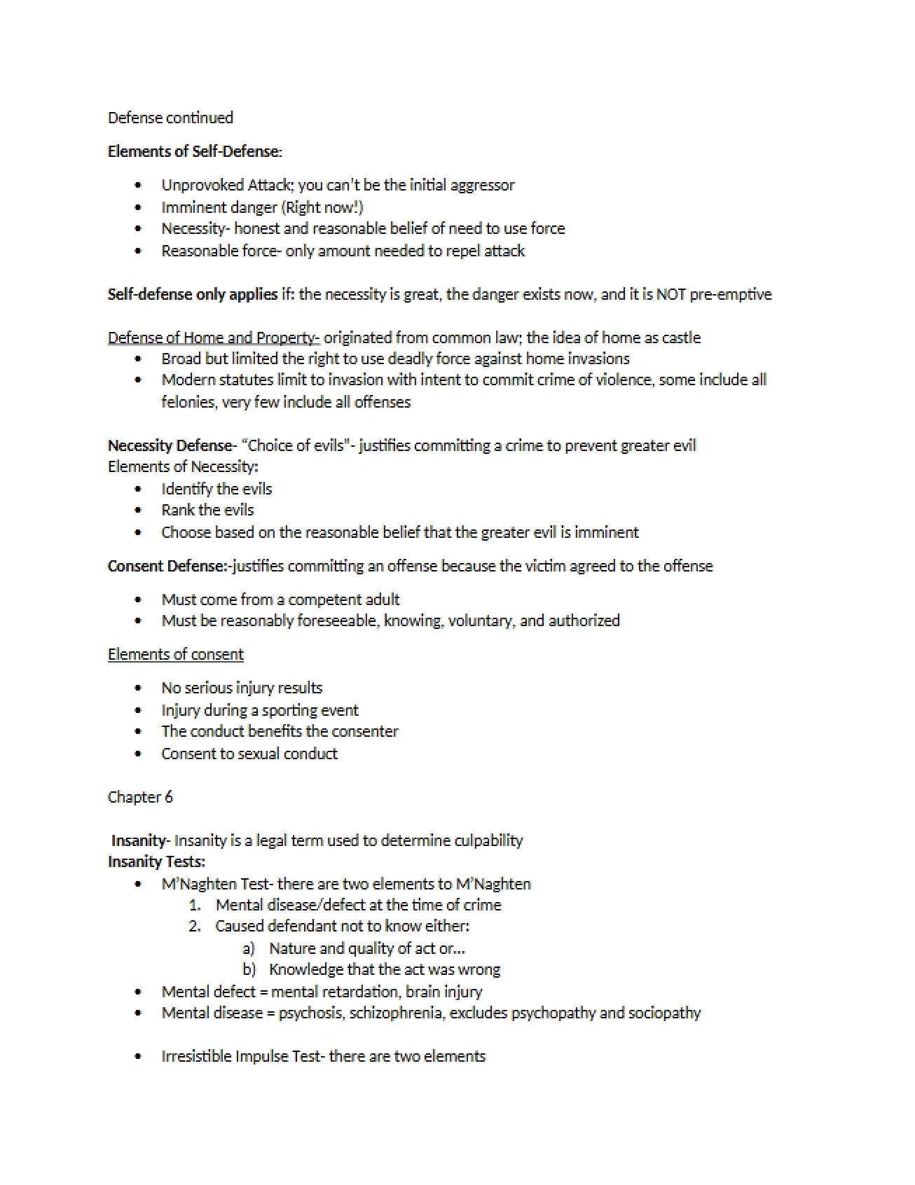 Legal Concepts of Defense