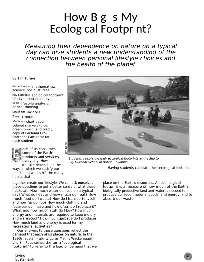 Your Ecological Footprint and Lifestyle Choices