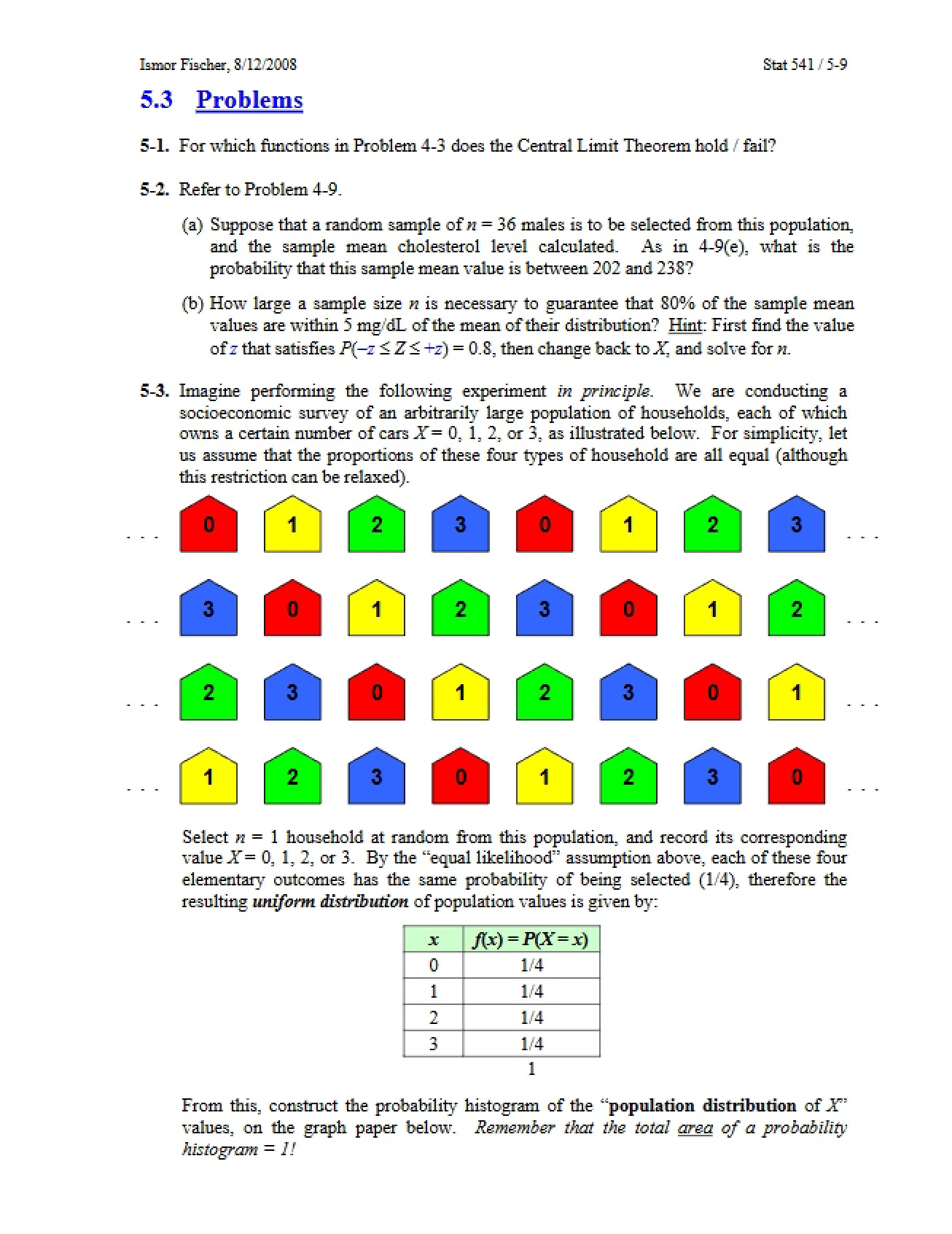 Problem Set for STAT 541