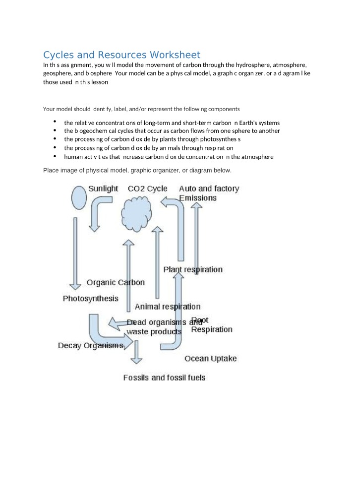 Worksheet on Cycles and Resources