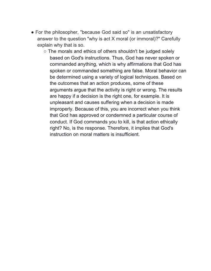 Why 'Because God said so' is an Unsatisfactory Moral Answer