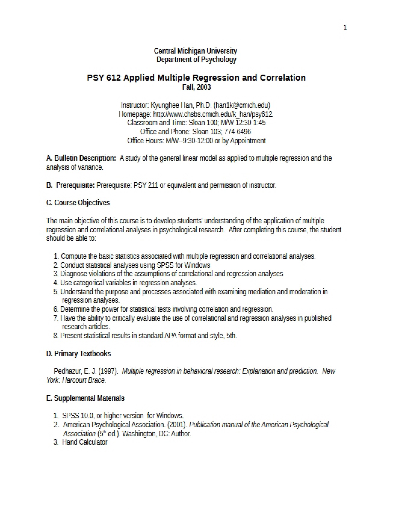 Syllabus for PSY 612