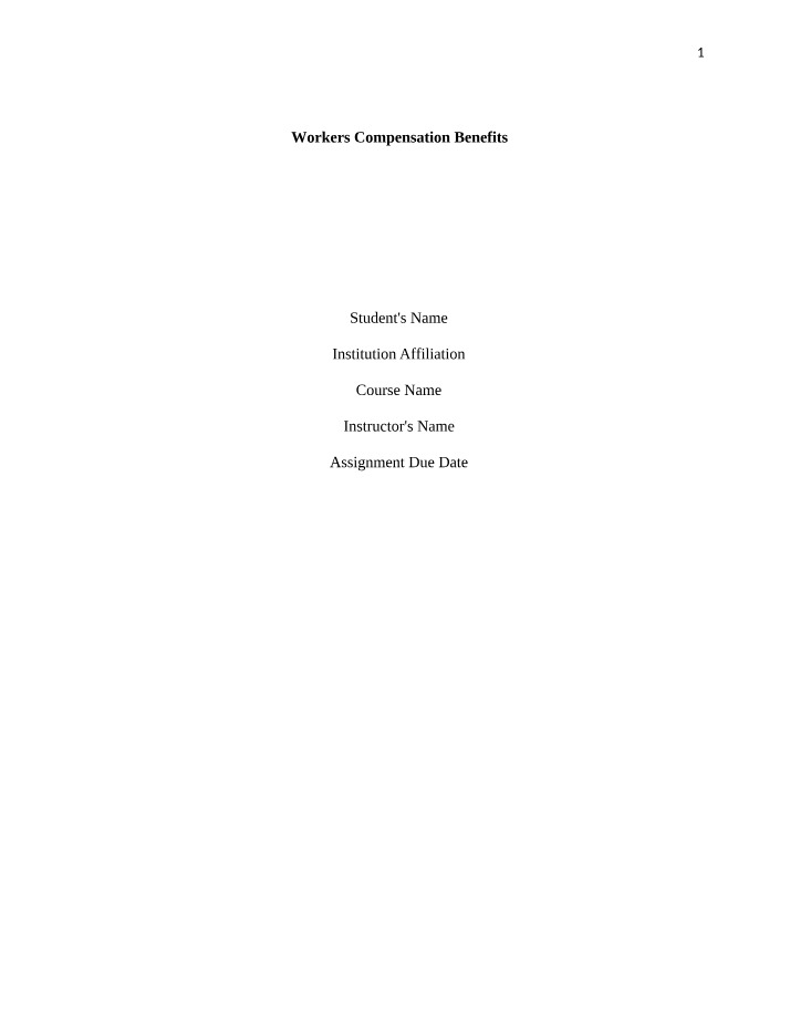 Workers Compensation Benefits - Key Points