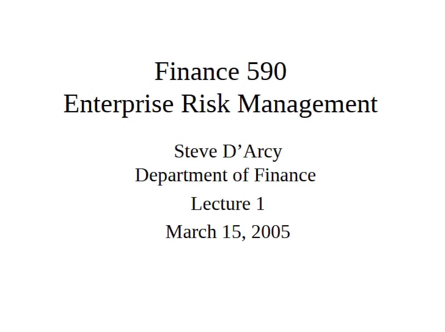 Risk Management for Enterprises