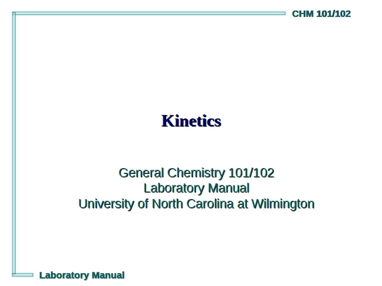 Chemical Kinetics
