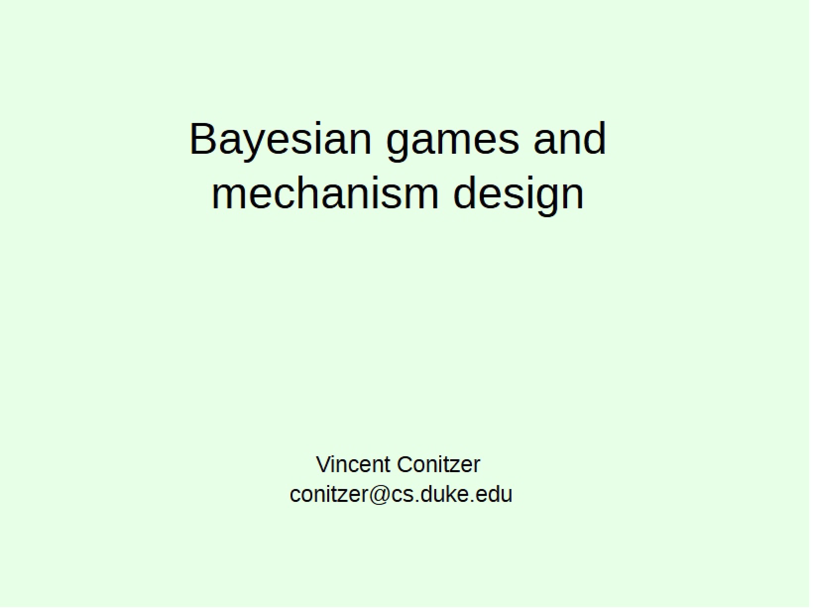 Mechanism Design and Bayesian Games