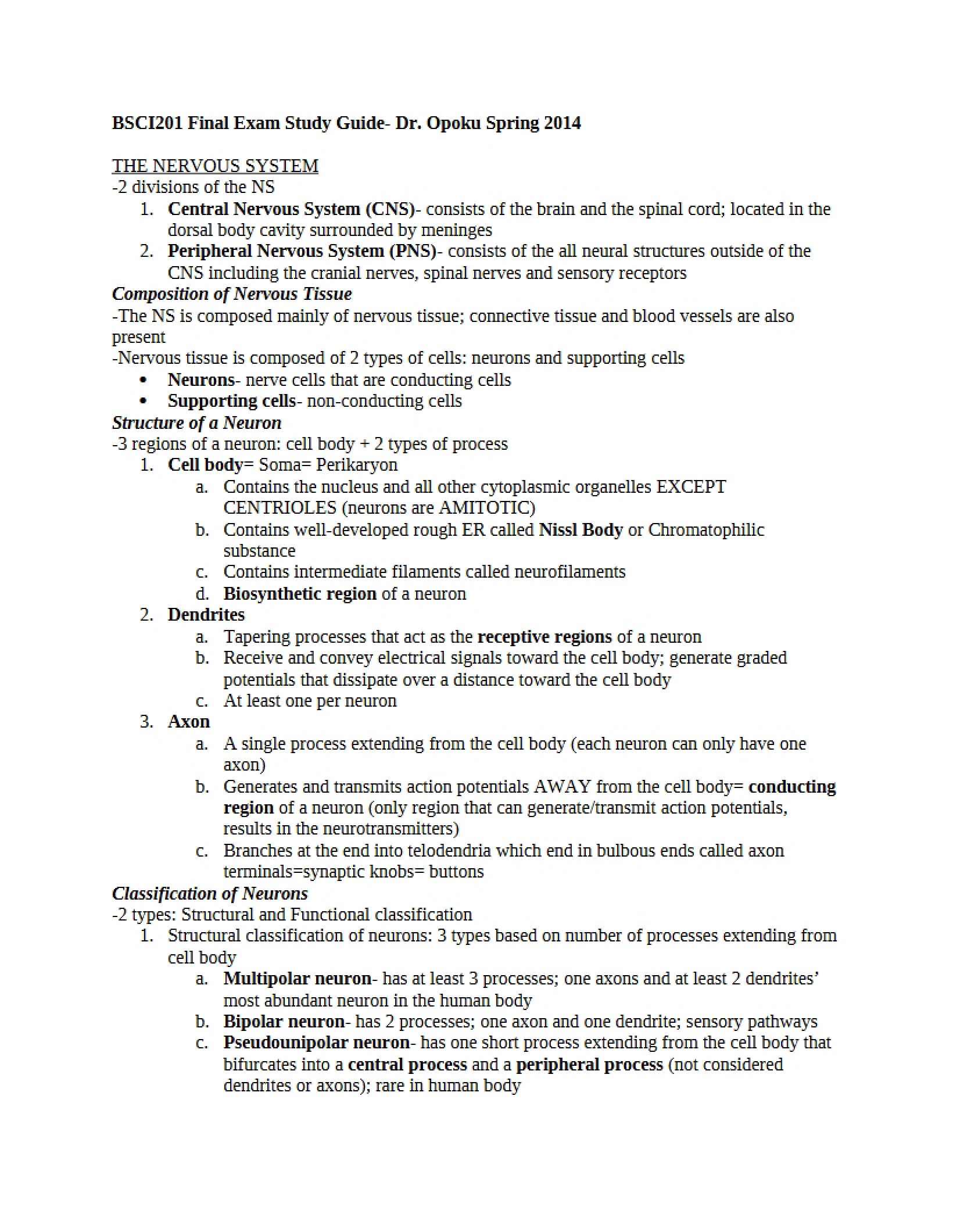 Guide to Studying for Final Exam