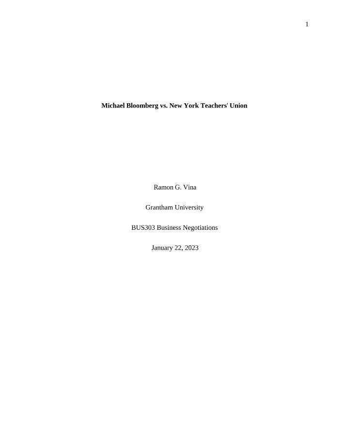 Michael Bloomberg vs New York Teachers Union Analysis