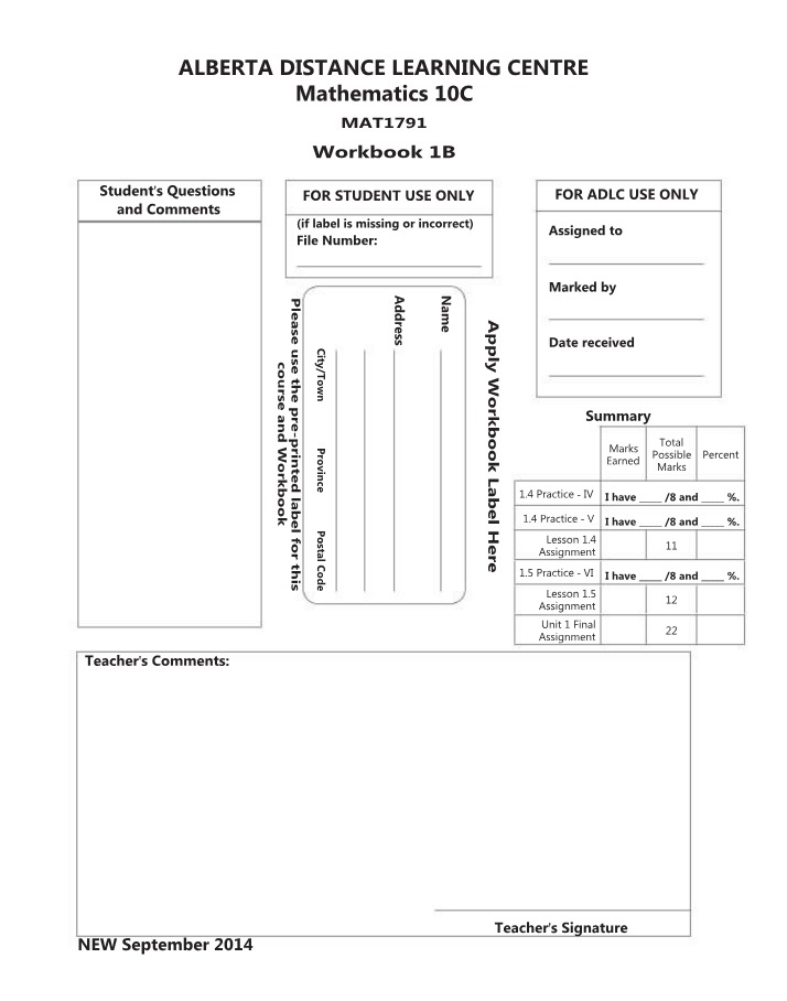 Lesson 1.4 Practice - Workbook 1B (IV)