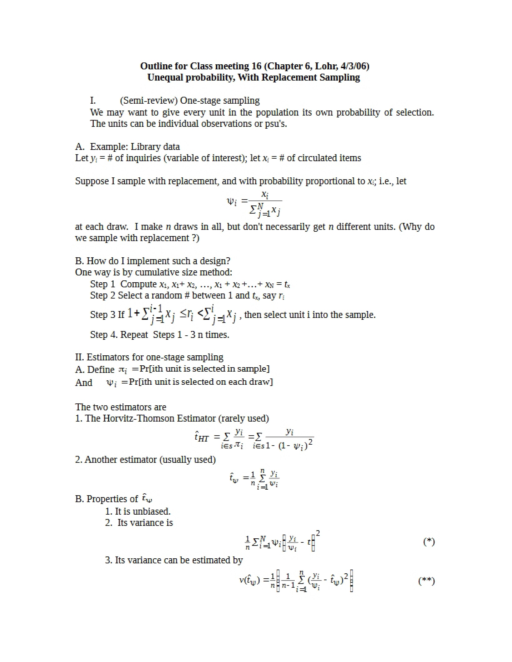 Sampling Theory Study Notes