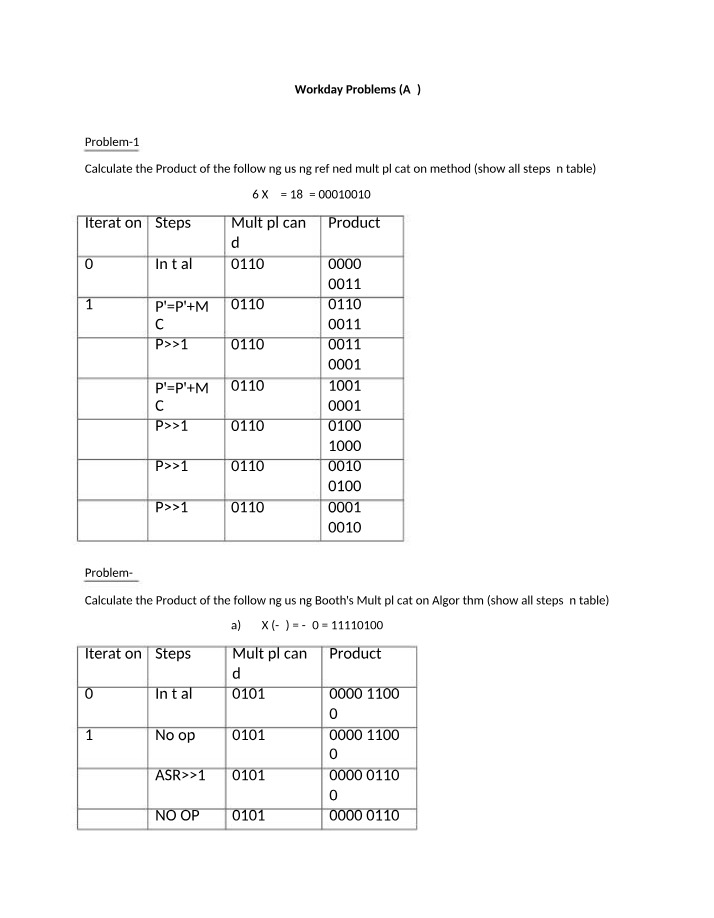 Workday Problems Assignment 5