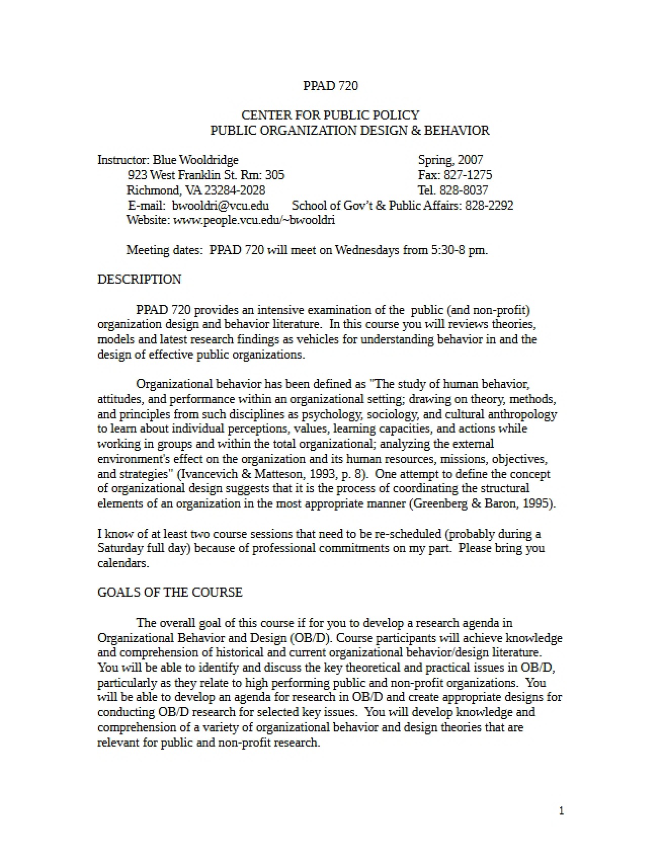 Course Syllabus