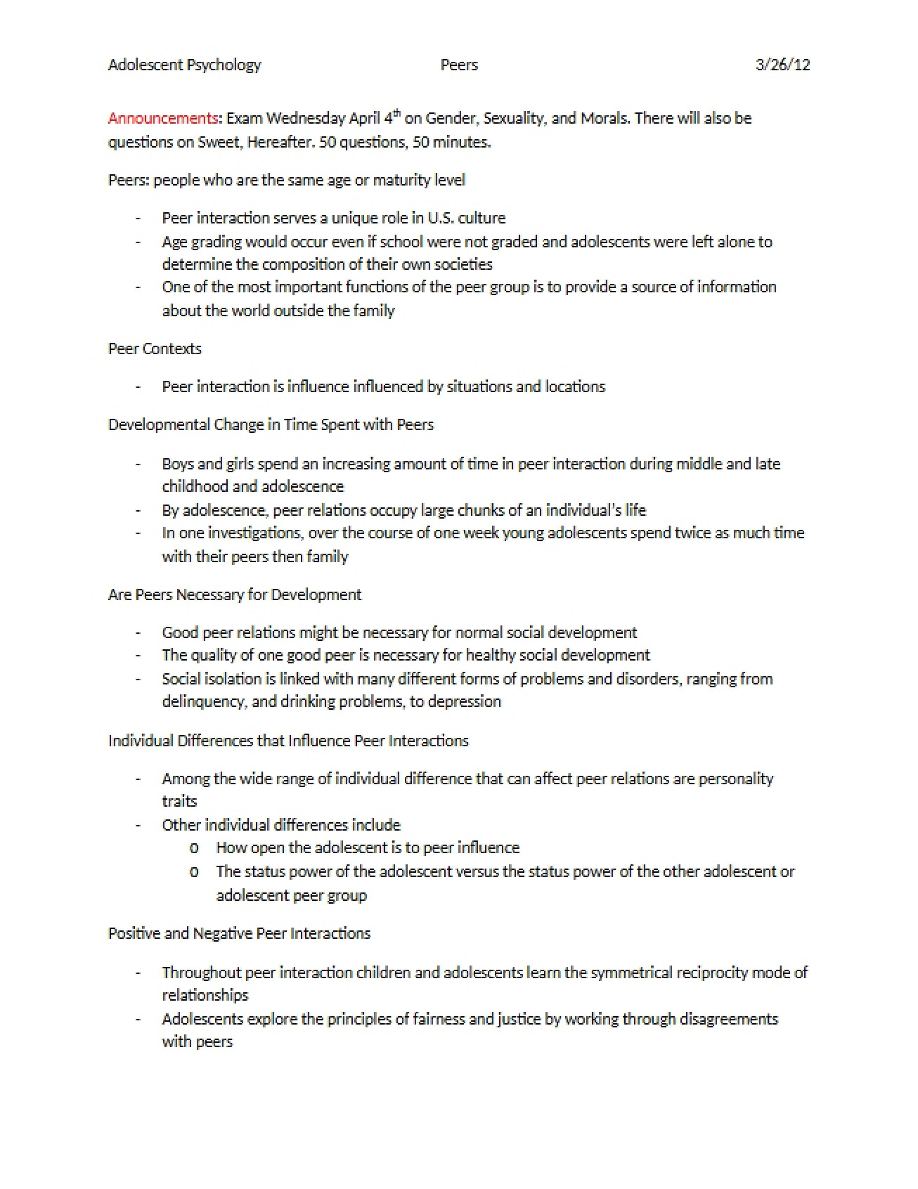 Introduction to Adolescent Psychology