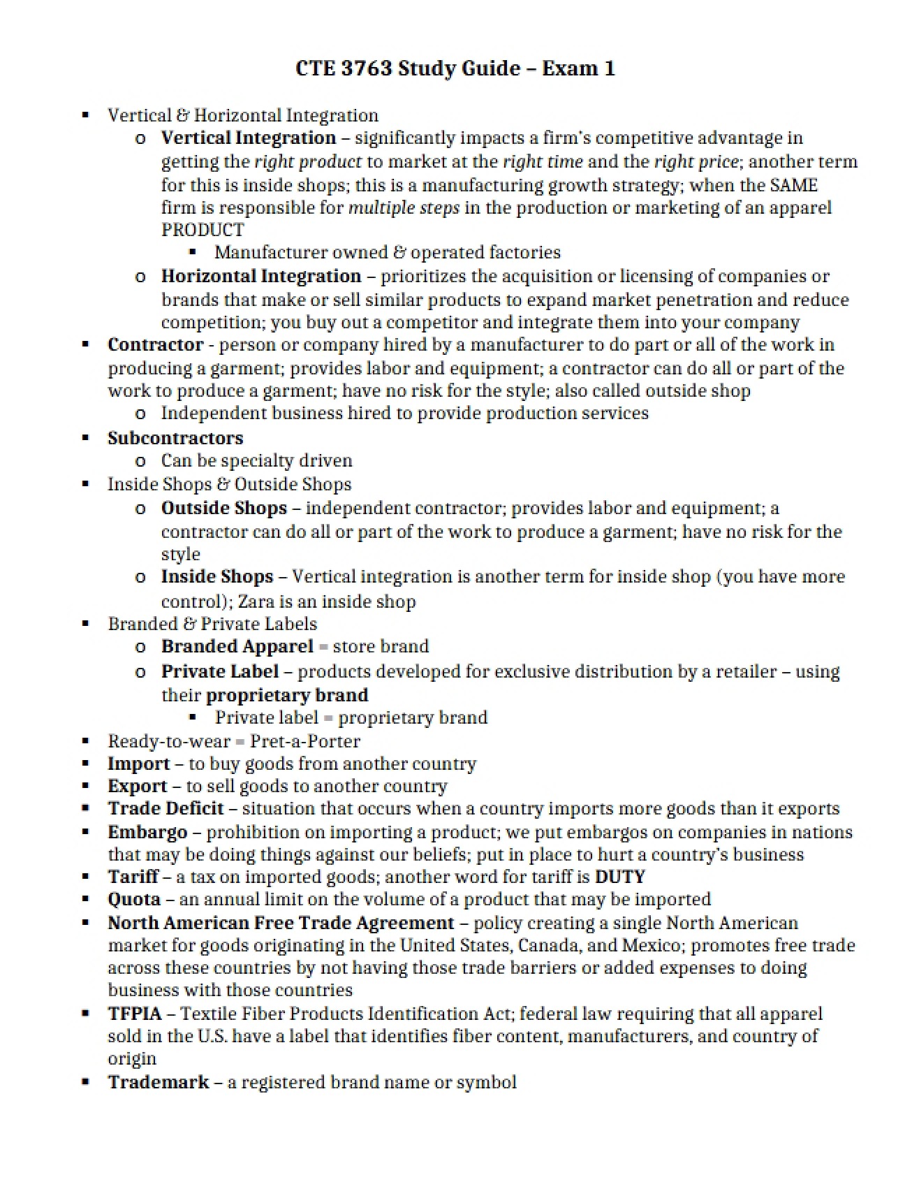 Study Materials for the First Examination
