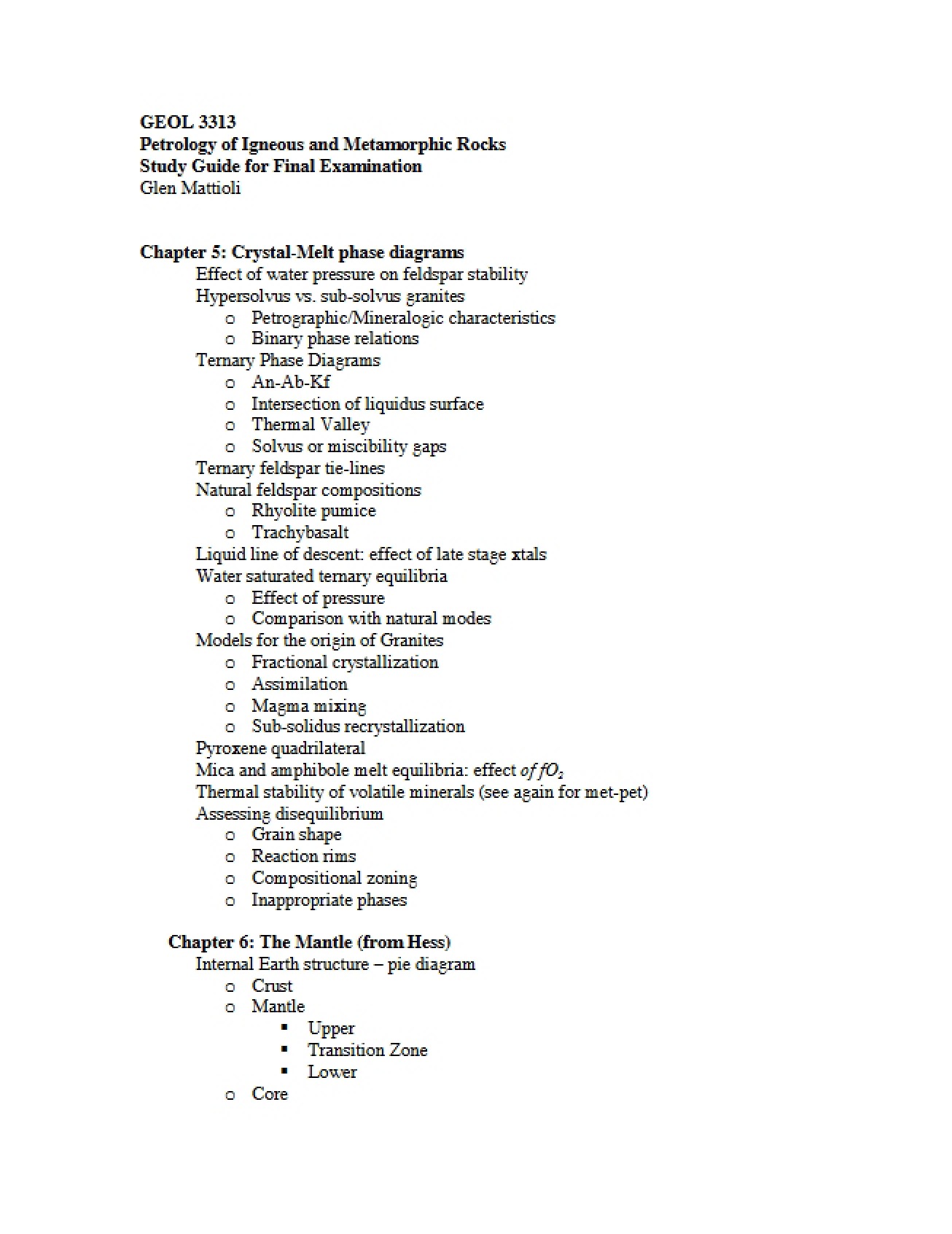 Final Exam Study Guide (GEOL 3313)