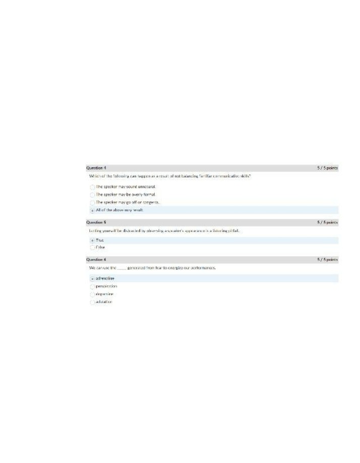 Communication Skills and Performance Exam Questions