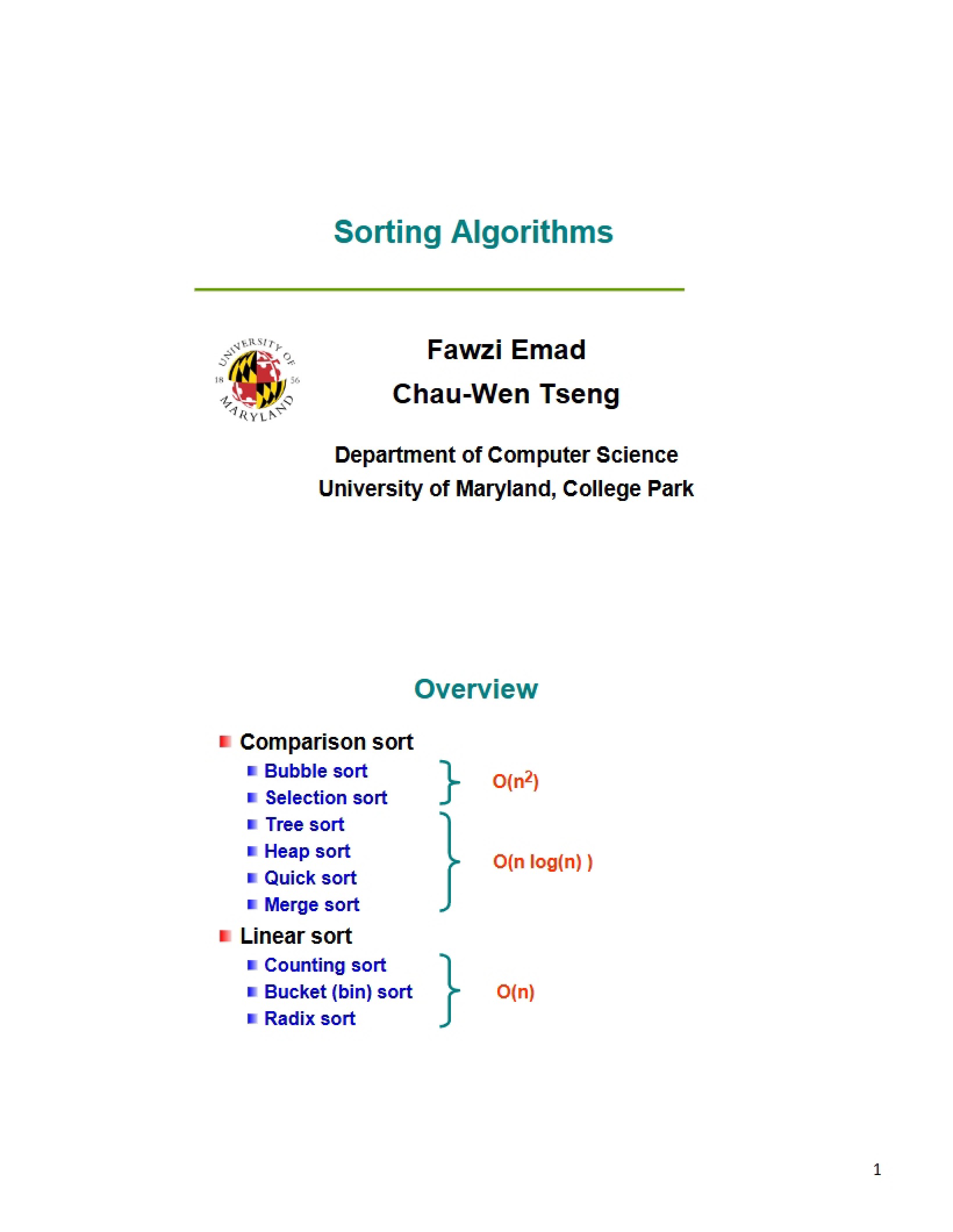 Algorithms for Sorting