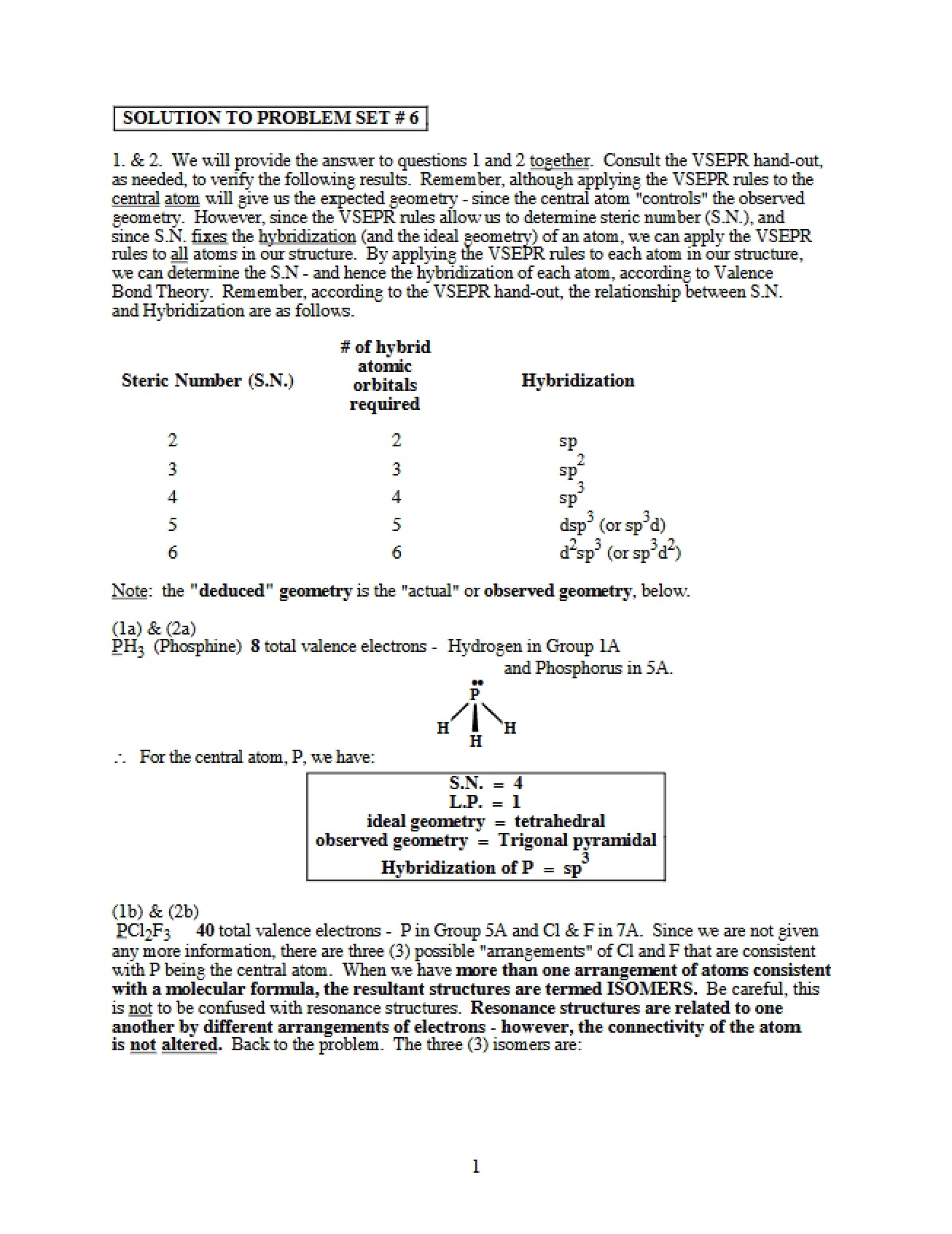 Solutions for Problem Set Six