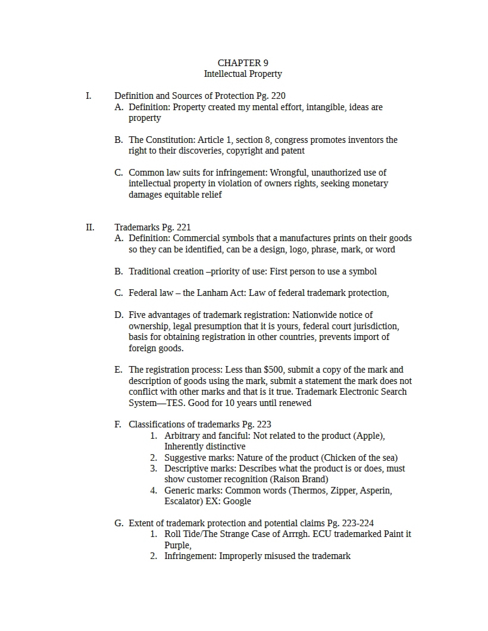 Outline of Chapter 09