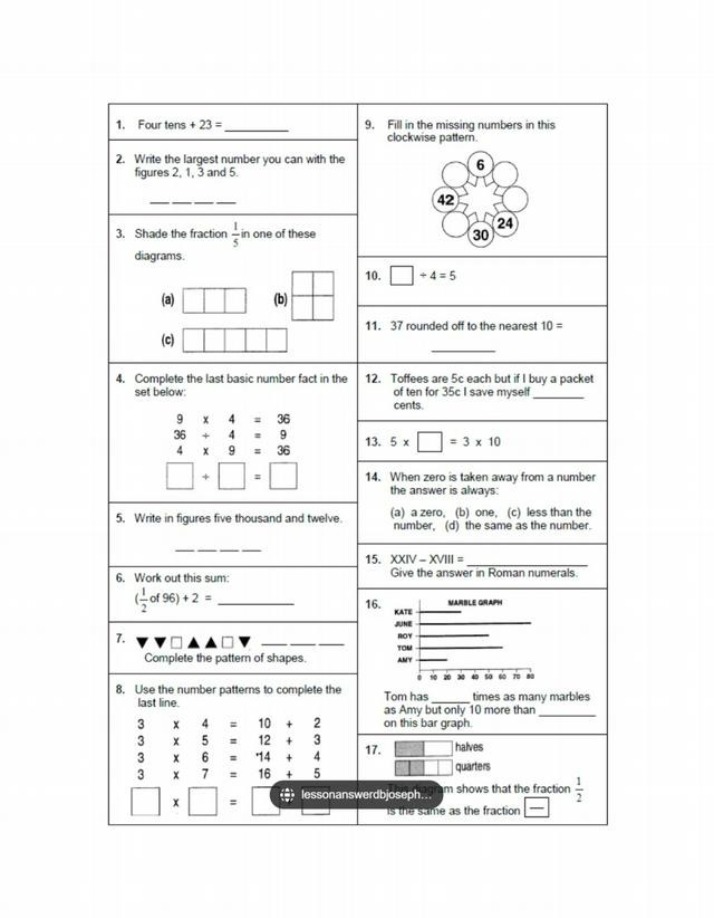 Primary School Math Questions