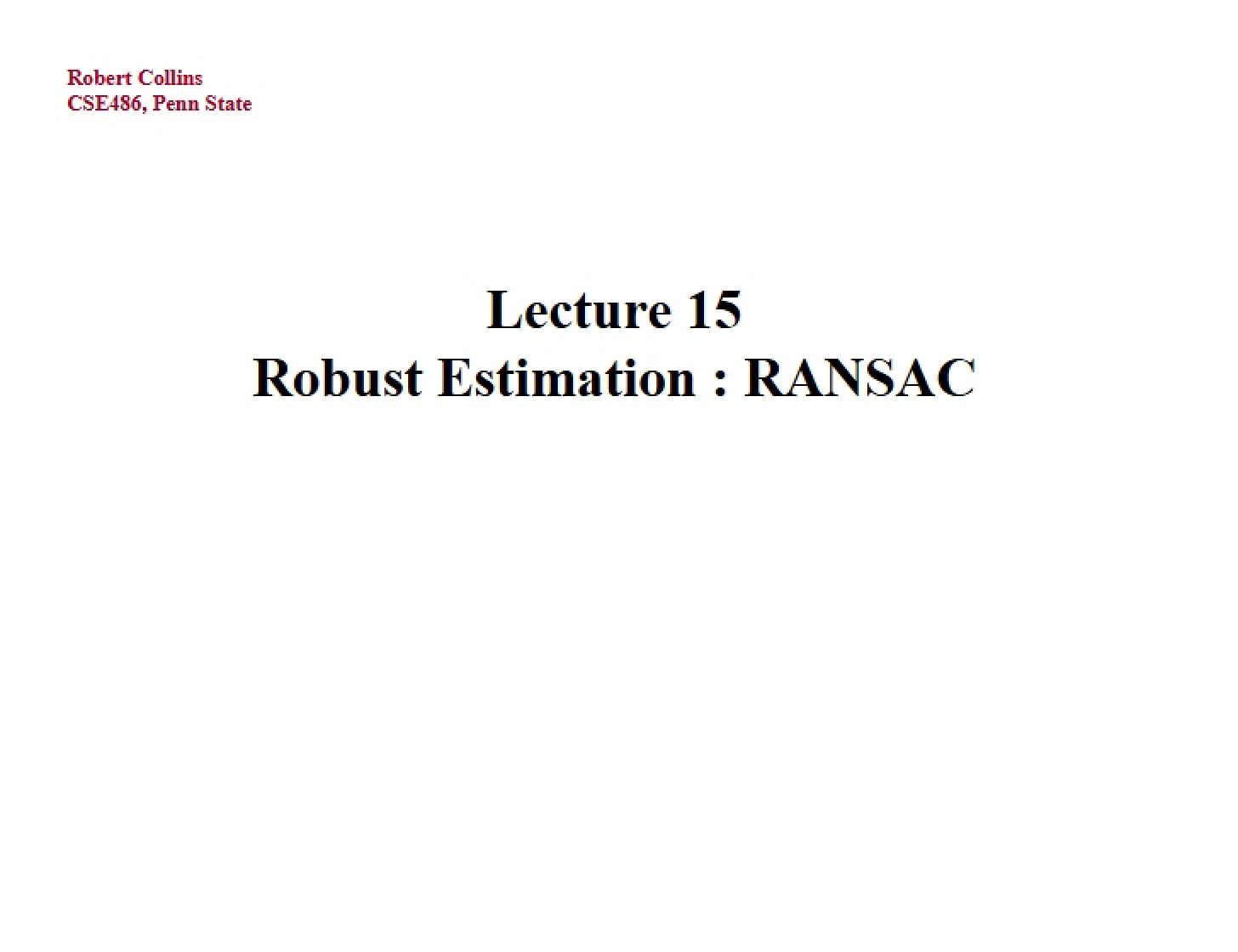 RANSAC Robust Estimation