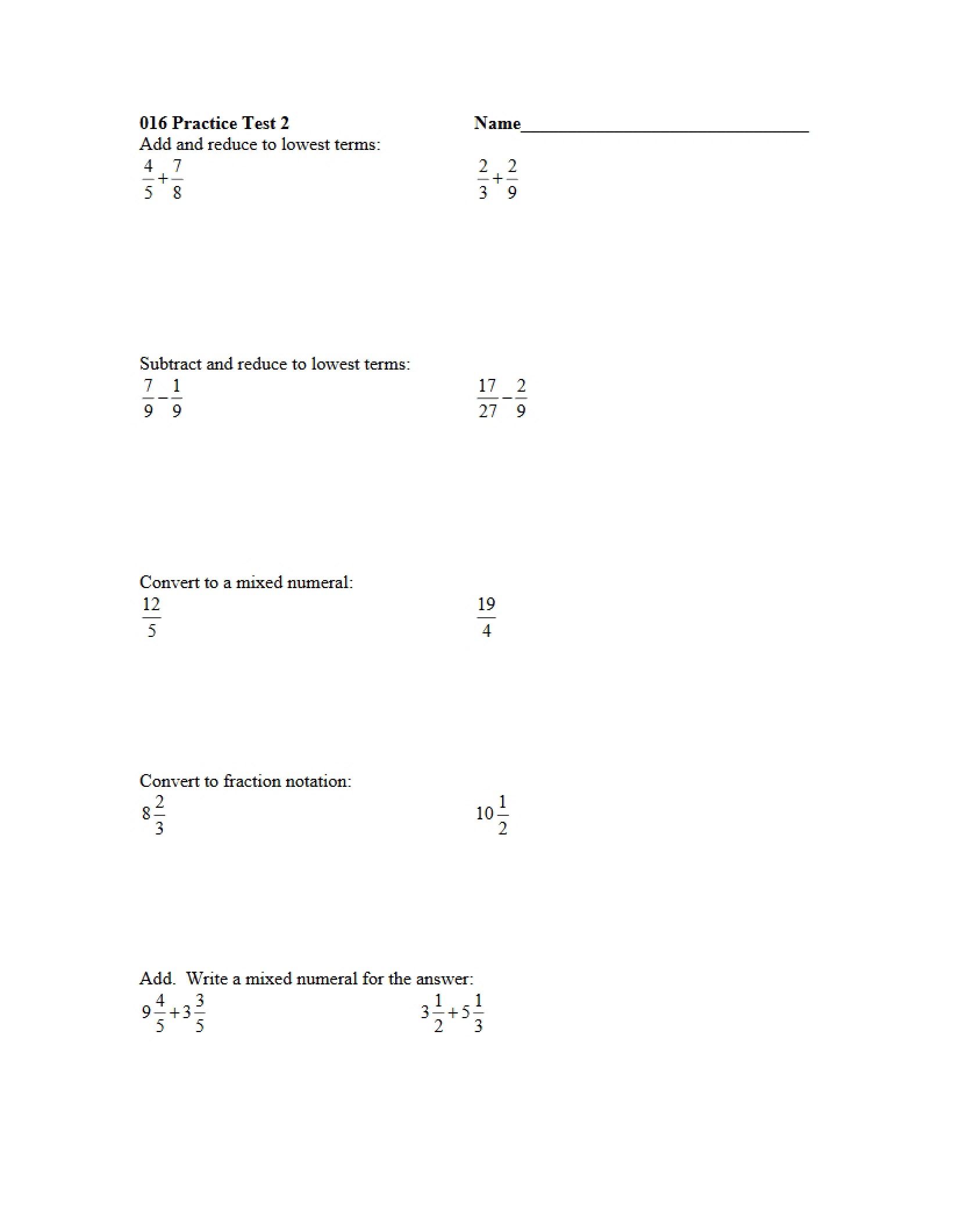 Second Practice Test
