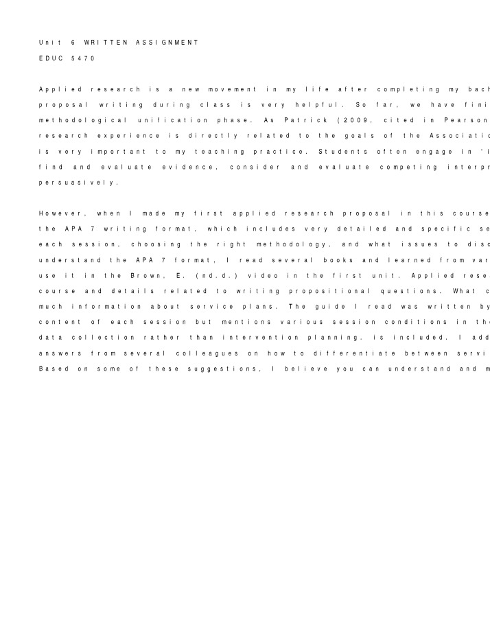 Written Assignment, Unit 6