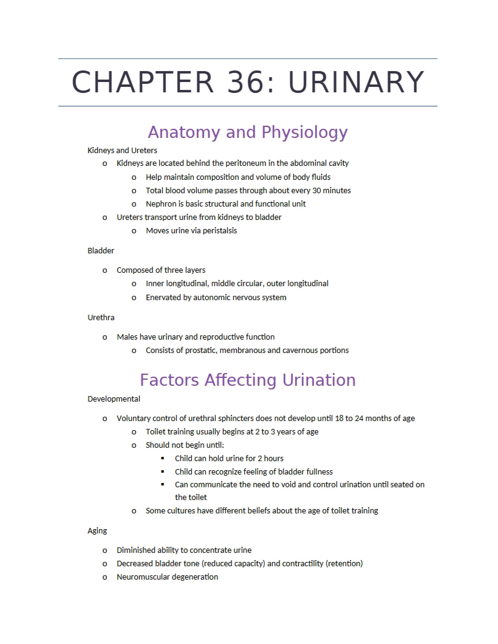 Ch 36 The Urinary System