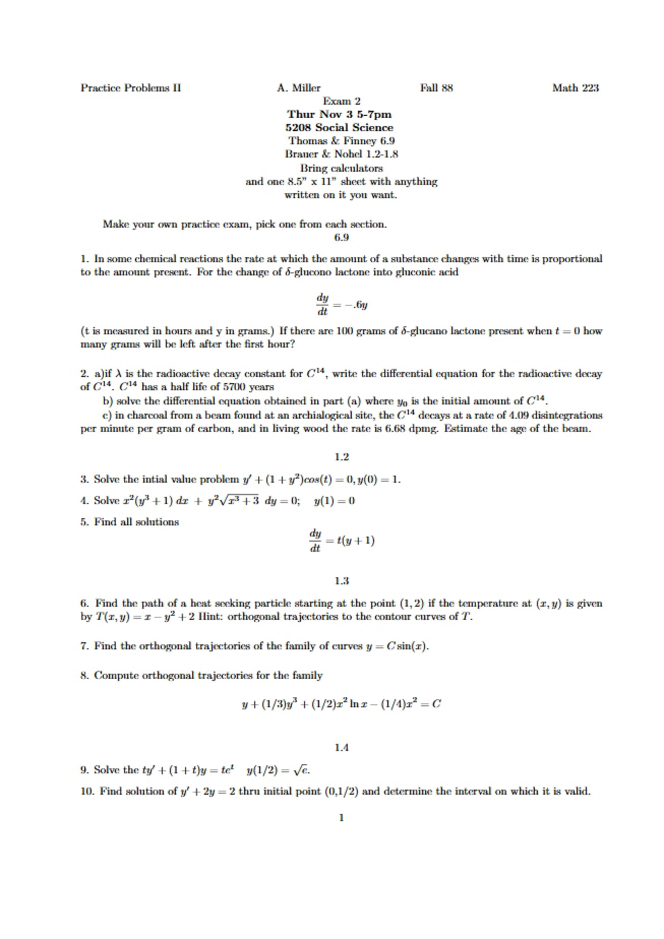 Exam 2 for Math 223