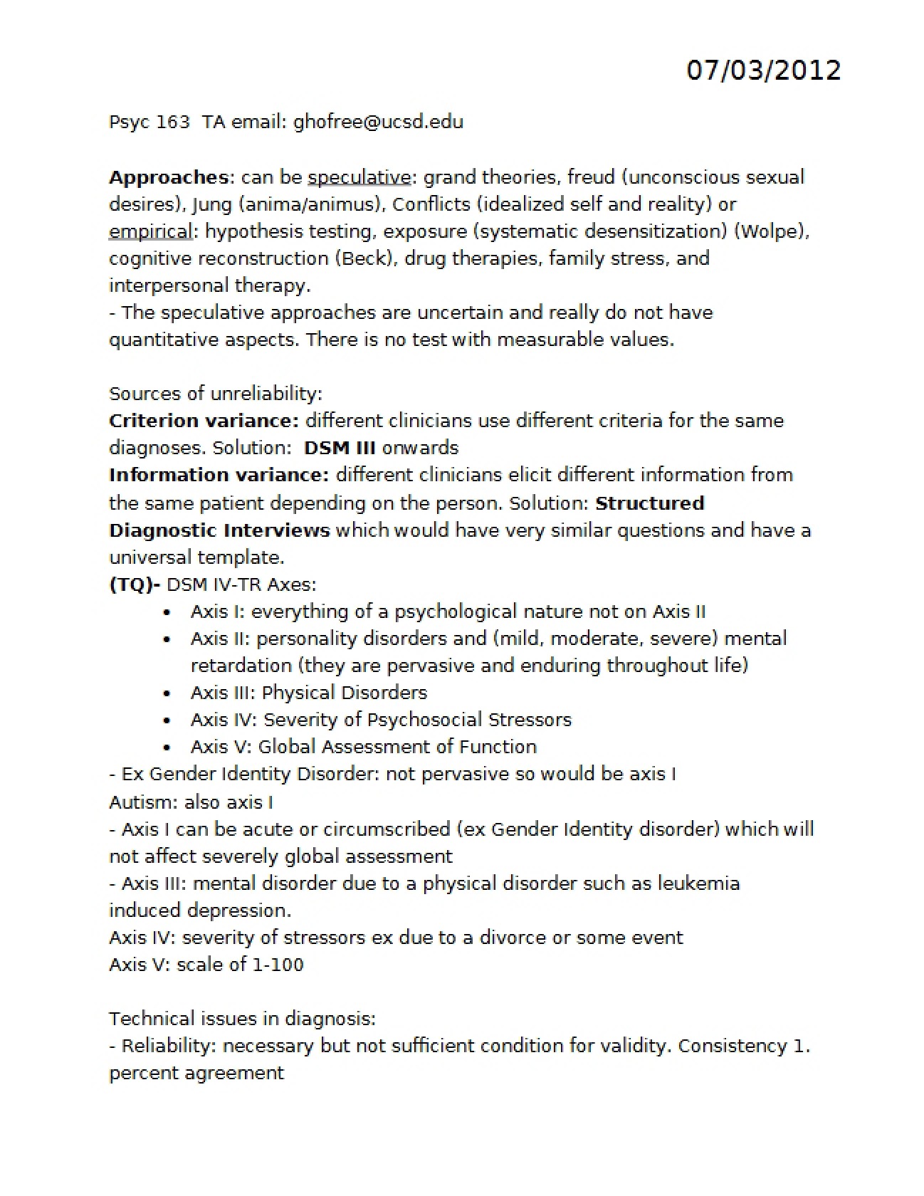 Psychological Abnormality Approaches