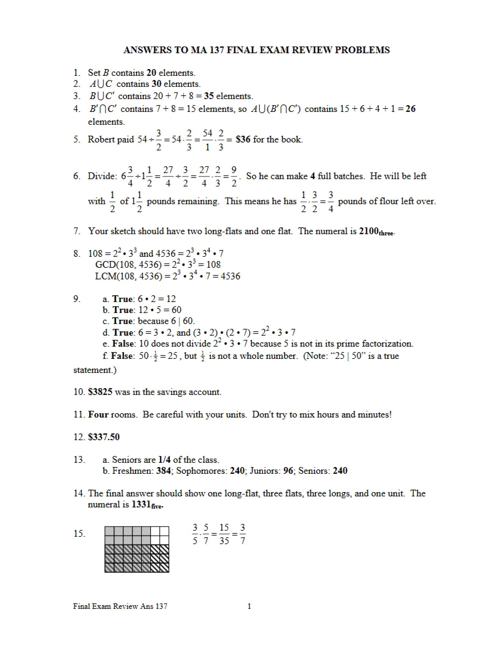 Review Problems for Final Examination
